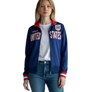 Mondetta Women’s Navy Red United States Full Zip Athletic Track Jacket XS